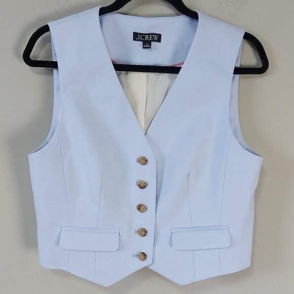 J.Crew Women Linen Blend Vest Size 8 Light Blue Stretch Preppy Academia Y2K - Picture 12 of 12